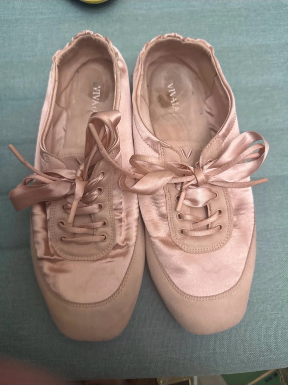 Satin Ribbon Lace-Up Sneakers in Rose Blush
